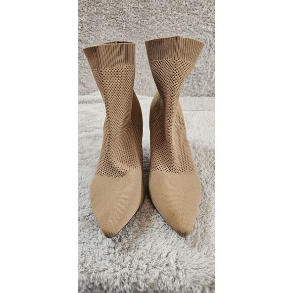 NEW‎ MIA Mckinley Sock Stretch Stiletto Ankle Boots Bootie Tan brown Womens 12 M - Picture 2 of 7